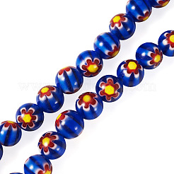1 filo di perline di vetro millefiori rotonde&nbsp;LK-TADJ0001-01B