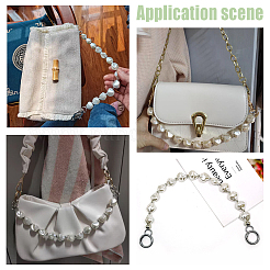 2 шт. 2 стильных акриловых ручек для сумок с имитацией жемчуга Кеши и алюминиевой цепочкой&nbsp;DIY-WR0002-69P