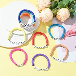 Наборы женских эластичных браслетов из полимерной глины и акриловых бусин на 12 месяц BJEW-SW00144