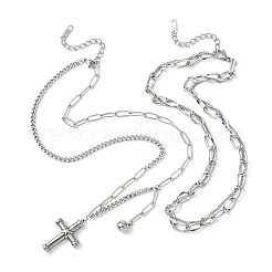 Ожерелья с подвеской-крестом из нержавеющей стали 304 NJEW-M078-05P
