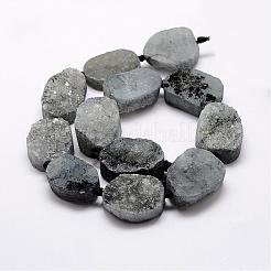 天然&合成ドゥルージーアゲートビーズ連売り  オーバル  グレー  28~32x21~22x10~13mm  穴：2mm  約12個/連  16.5インチ（42cm）&nbsp;G-A171-03G