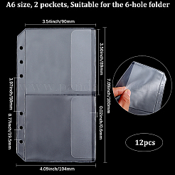 PVCバインダーページ12枚  スリーブページプロテクター  長方形  透明  180x104x0.6mm  穴：5mm  内径：90x89mm&nbsp;FIND-SP0003-97B