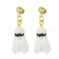 Pendientes colgantes de acero inoxidable 304 y cuentas de vidrio hechas a mano&nbsp;EJEW-MZ00358
