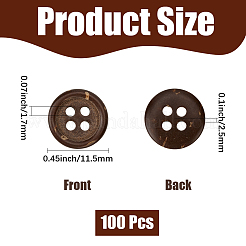 100 шт. кокосовые пуговицы с 4 отверстиями&nbsp;BUTT-CY0001-30