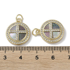 Подвески-крестики из латуни с микропаве и прозрачным кубическим цирконием KK-G485-32G-02
