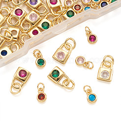 56шт 14 стиля латунные микропаве кубические циркониевые подвески&nbsp;ZIRC-PJ0001-04