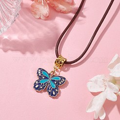 Ожерелья с подвесками в форме бабочки из сплава эмали NJEW-JN04580-03