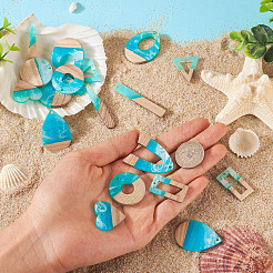 20 шт. 10 больших подвески из прозрачной смолы и белого дерева в морском стиле RESI-TA0001-88