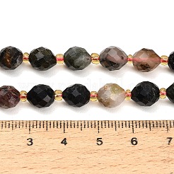 天然のマルチカラートルマリンビーズ連売り  ラウンド  多面カット  シードビーズで  8~9x7~8mm  穴：1mm  約18~20個/連  7.48''（19cm）〜7.87''（20cm）&nbsp;GG-CBA4A3B-A16