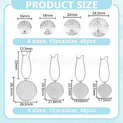 48 шт. 4 стиля серьги-кольца из нержавеющей стали 304&nbsp;EJEW-DR00001