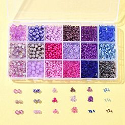 Kit per la ricerca di gioielli con perline rotonde in vetro fai da te e perline&nbsp;DIY-FS0005-95