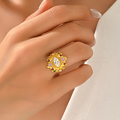 Fingerringe aus Messing mit Mikropavé-Kubikzirkonia für Damen&nbsp;QS5148-1