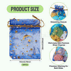 30 bolsa de regalo con cordón de organza con estampado dorado de luna y estrella&nbsp;ABAG-TA0002-21D