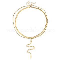 Двухслойные ожерелья в форме змеи из нержавеющей стали 304 для женщин&nbsp;NJEW-Z108-03G