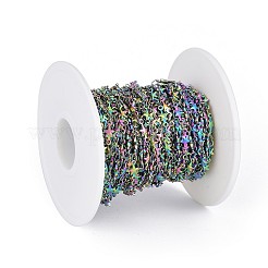 イオンプレーティング（IP）ハンドメイド304ステンレススチールリンクバーチェーン  ハンダ付け  スプールで  スター  虹色  10x4.5x2mm  約32.8フィート（10m）/ロール&nbsp;STAS-G038-19M