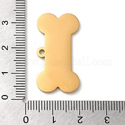 イオンプレーティング（IP）304ステンレスペンダント  レーザー切断  ボーンチャーム  ゴールドカラー  16x31x1.5mm  穴：1.8mm&nbsp;STAS-K270-11G
