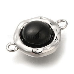 Латунные паве черные стеклянные полукруглые звенья соединительные подвески&nbsp;KK-K388-19P