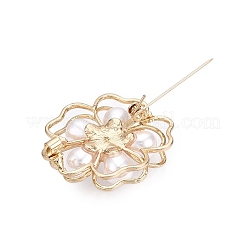 Брошь-булавка в виде цветка из сплава со стразами и жемчужиной из АБС для рюкзака для одежды JEWB-T005-03