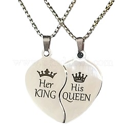 2 шт. сердце со словом король королева сплав разрезной кулон 201 нержавеющая сталь коробчатая цепь ожерелья для пары FS-WG4F8D3-01