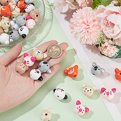 54 шт. 9 цвета деревянные бусины в европейском стиле в виде животных WOOD-OC0003-75