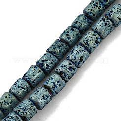 Fili di perle di roccia lavica naturale elettrodeposta&nbsp;G-Z032-J04-12