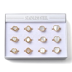 Ракушка овальное сердце квадратные кольца для пальцев RJEW-C119-11G