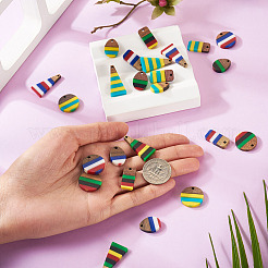 24 шт. 12 подвески из эпоксидной смолы и орехового дерева RESI-TA0003-86