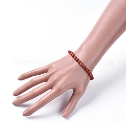 天然なレッドジャスパーのストレッチブレスレット  フラットラウンド  2-3/8インチ（5.9cm）&nbsp;BJEW-JB04661-03