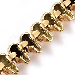 304ステンレススチールリンクブレスレット  カニカン付き  スカル  ゴールドカラー  9インチ（23cm）  25.5x14mm&nbsp;BJEW-L631-16G