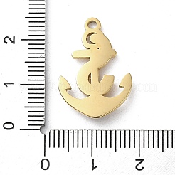 PVD真空メッキ316ステンレススチールペンダント  天然タイガーアイと  アンカー  18KGP本金メッキ  23x15.5x3mm  穴：1.8mm&nbsp;STAS-C090-05G-01