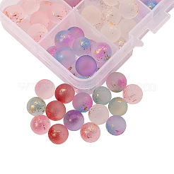 96шт 8 цвета прозрачные окрашенные распылением матовые стеклянные бусины&nbsp;GLAA-CJ0001-40