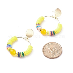 Natürliche Malaysische Jade & Fimo-Perlen mit großen Ring-Ohrsteckern&nbsp;EJEW-TA00075-04