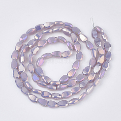 Гальванизировать непрозрачные сплошной цвет стеклянные бусы пряди EGLA-T020-02B