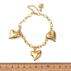 Браслеты с подвесками в виде сердечек из нержавеющей стали 304 BJEW-G758-02G