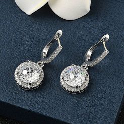 Créoles en argent sterling 925 avec zircone cubique de micro pave&nbsp;EJEW-B147-01B-01