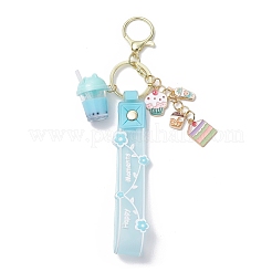 Подвески из сплава эмали и смолы цвета молочного чая с акриловыми чашками-подвесками-брелками&nbsp;KEYC-JKC01233-02