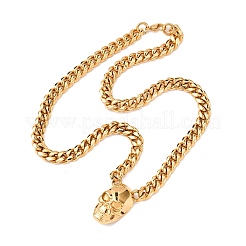 Ожерелья с кубинской цепочкой из нержавеющей стали 304 с подвеской в виде черепа NJEW-C099-06G