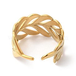 Ионное покрытие (ip) 304 нержавеющая сталь лиственная ветвь открытое кольцо-манжета для женщин RJEW-K245-31G