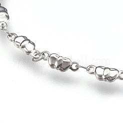 変色しにくい304ステンレススチールリンクブレスレット  カニカン付き  蝶  ステンレス鋼色  8-1/4インチ（21cm）  3mm&nbsp;BJEW-G596-04P