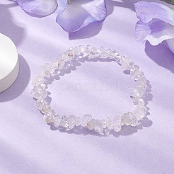 天然水晶ロッククリスタルチップビーズストレッチブレスレット女性男性用  内径：2-1/4~2-3/8インチ（5.6~6cm）&nbsp;BJEW-JB10665-02