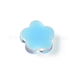 半透明の樹脂カボション  笑顔の花  ライトスカイブルー  9x9x3.3mm&nbsp;RESI-E039-01F