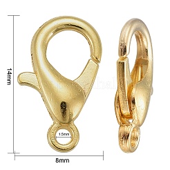 亜鉛合金カニカン  オウムトリガークラスプ  カドミウムフリー＆鉛フリー  ゴールドカラー  14x8mm  穴：1.8mm&nbsp;E105-G