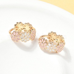 Серьги-кольца из латуни с эмалью в виде маргаритки для женщин&nbsp;LS-EJEW-G434-01G-02