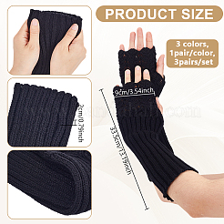 3 пара длинных трикотажных перчаток без пальцев из акриловых волокон двух цветов AJEW-GA0008-18