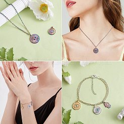 16個8スタイルアイテーマ304ステンレススチールラインストーンペンダント  hamsa hand/hand of miriam & flat round  ゴールドカラー  17.5~23x11~21x2~3mm  穴：1.4~2mm  2個/スタイル&nbsp;STAS-SZ0002-85G