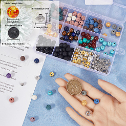 Kits de accesorios para hacer joyas con cuentas de piedras preciosas naturales y sintéticas de chakras y cuentas de roca de lava natural.&nbsp;DIY-SC0028-21