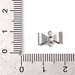変色しない304ステンレススチールコネクタチャーム  ちょう結びのリンク  ステンレス鋼色  7.5x11.5x3mm  穴：0.5mm&nbsp;STAS-Z074-01P