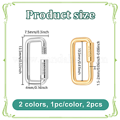 2 шт. 2 цвета 925 подвески-карабин с винтовым замком из стерлингового серебра STER-NB0001-21