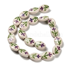 Фарфоровые бусины ручной работы с цветочным принтом&nbsp;LAMP-D303-06E-04