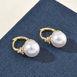 Boucles d'oreilles créoles en laiton micro pavé de zircons cubiques pour femmes&nbsp;EJEW-A168-22G